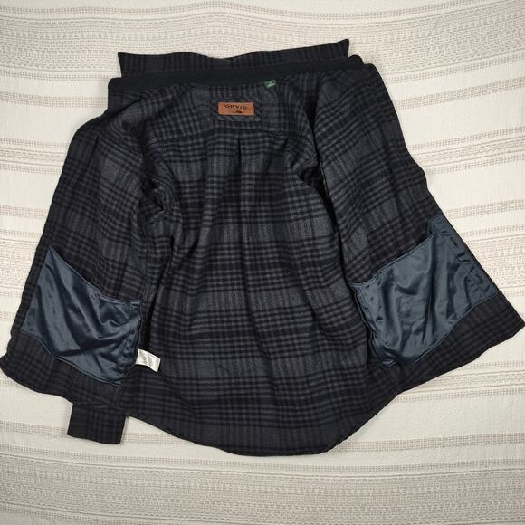 Orvis Men’s Plaid Flannel Shacket Button Up Shirt Jacket Gray Black Size L - Picture 4 of 11